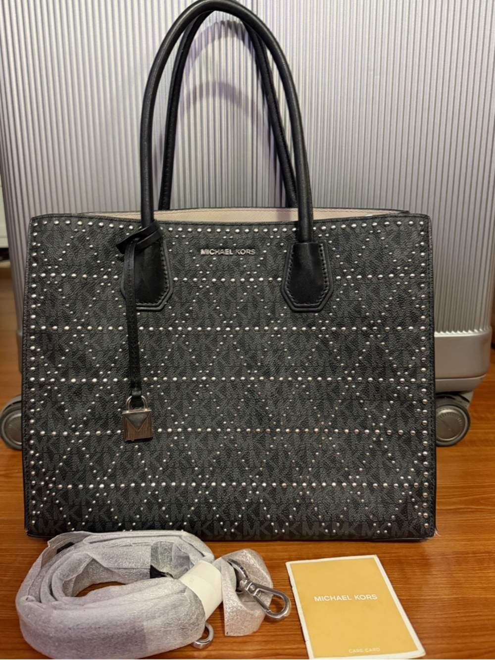 Michael Kors Black Studded Signature Tote